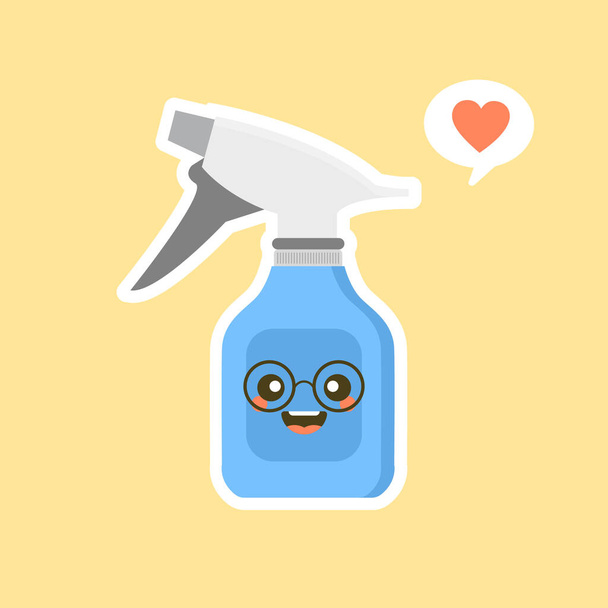 spray bottle cartoon. cute and kawaii spray bottle. antiseptic bottle. Vector cartoon character illustration icon design.Isolated on white background - Vector, Image