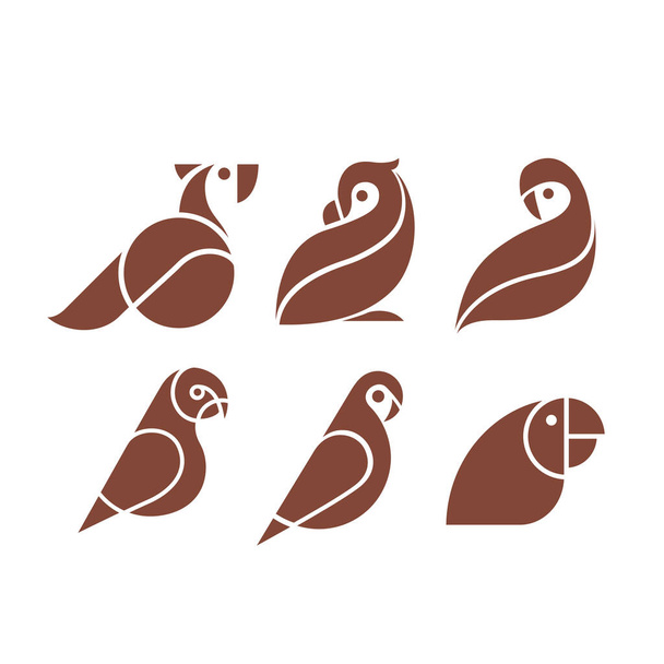 Loro amor pájaro logotipo icono símbolo diseño conjunto - Vector, Imagen