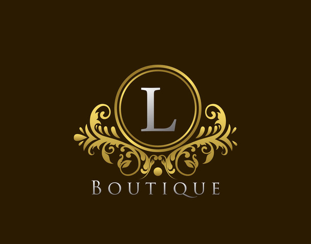 Luxus Boutique Letter L Logo. Vintage Golden Badge Design Vector. - Vektor, Bild