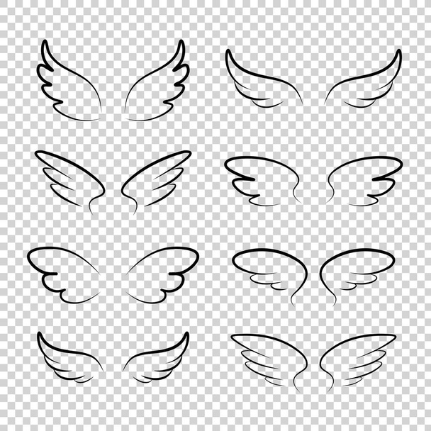 Molti generi di illustrazione del fumetto delle ali, angelo, ali dell'angelo, ali della piuma, angelo, goodness.vector illustrazione ed icona. - Vettoriali, immagini