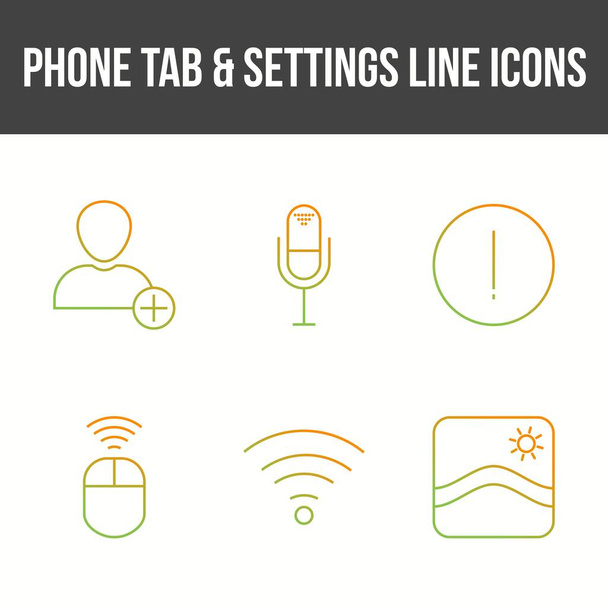 Unique Phone Tab and Settings Vector Icon Set - Vector, Image