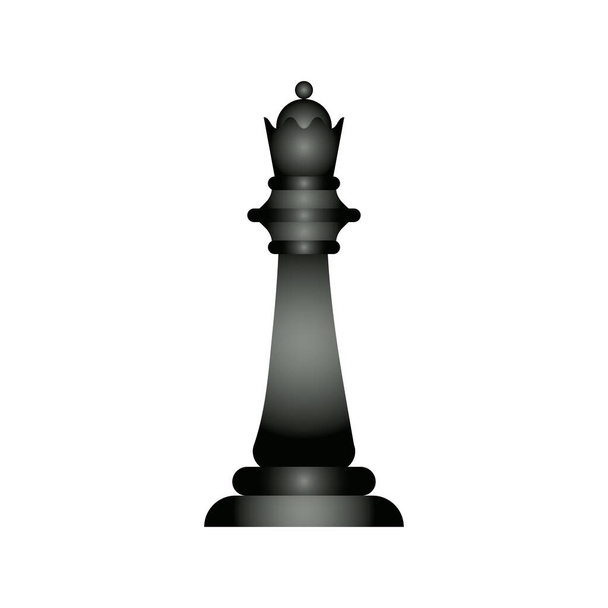 černá královna šachy kus plochý styl ikona - Vektor, obrázek