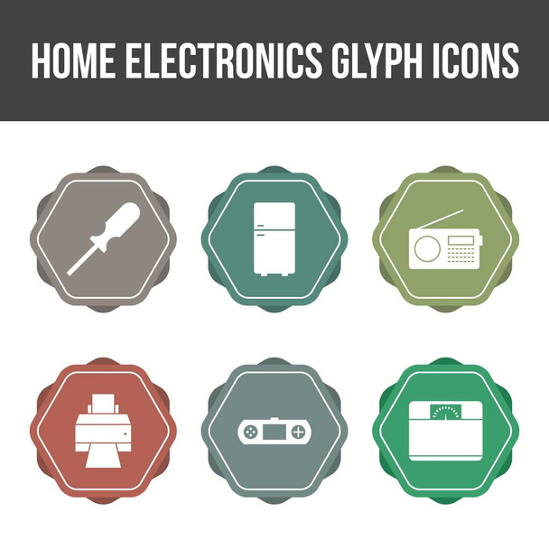 Egyedülálló Home Electronics Glyph ikon készlet - Vektor, kép