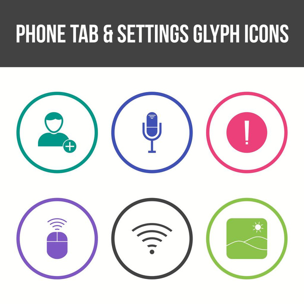 Unique Phone Tab and Settings Vector Icon Set - Vector, Image