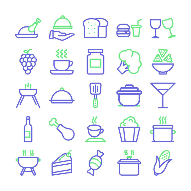 Isolierte Vektorsymbole für Lebensmittel, die leicht geändert oder bearbeitet werden können  - Vektor, Bild