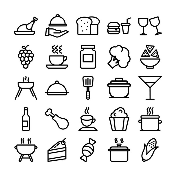 Isolierte Vektorsymbole für Lebensmittel, die leicht geändert oder bearbeitet werden können  - Vektor, Bild