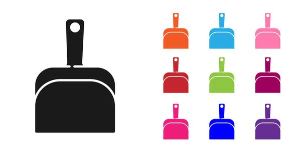 Black Dustpan icon isolated on white background. Cleaning scoop services. Set icons colorful. Vector. - Vector, Image