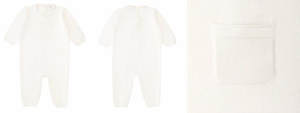 Witte baby romper geïsoleerd op witte achtergrond - Foto, afbeelding
