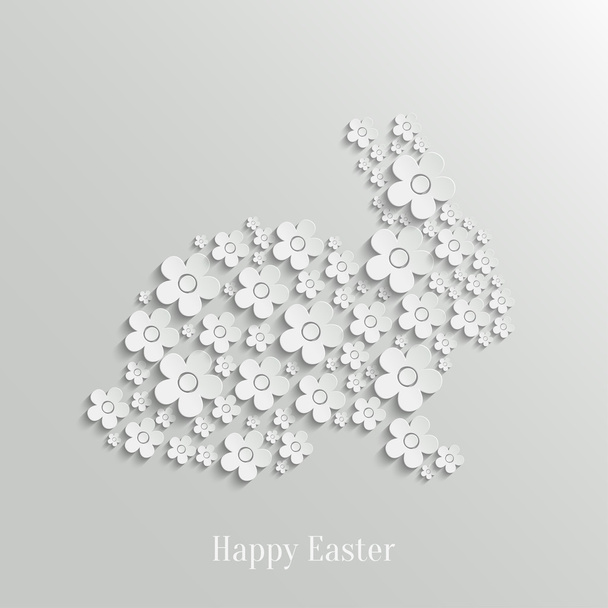 Easter Rabbit Bunny made of White Flowers - Διάνυσμα, εικόνα