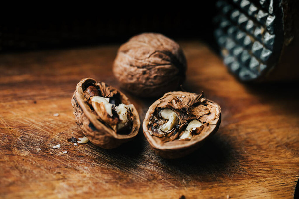 A closeup of tasty broken walnuts - Foto, imagen