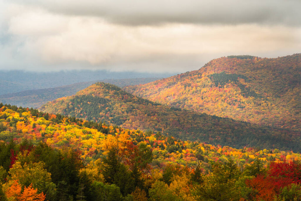 Bright fall colors captured in the rolling White Mountains of New Hampshire. - Photo, image