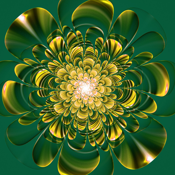 piękny kwiat beżowy na zielonym tle. wygenerowane komputerowo - Zdjęcie, obraz
