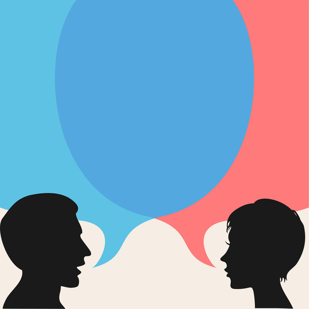 Диалог - Речевые пузыри с двумя лицами
 - Вектор,изображение