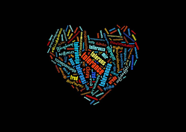 szív alakú illusztráció készült tolerancia szó betűk - Fotó, kép