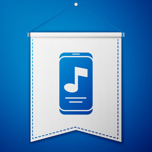 Blue Music Player Symbol isoliert auf blauem Hintergrund. Tragbares Musikgerät. Weiße Wimpelvorlage. Vektor. - Vektor, Bild