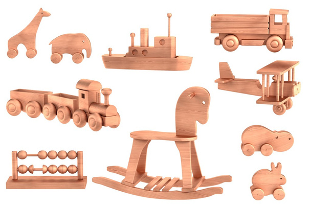 realistische 3d render van houten speelgoed - Foto, afbeelding
