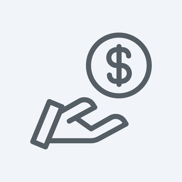 Рука держит значок доллара изолирован на заднем плане. Символ денег современный, простой, векторный, значок для дизайна сайта, мобильного приложения, уи. Векторная миграция - Вектор,изображение