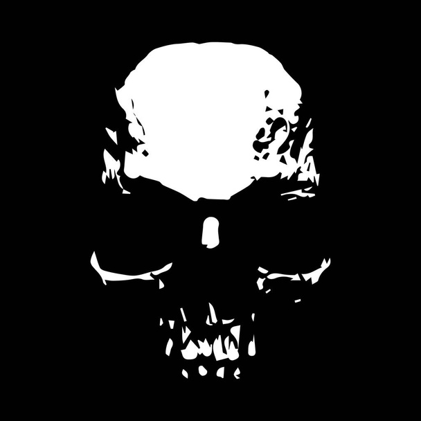 On a black background white human skull in vector. - Vector, Image
