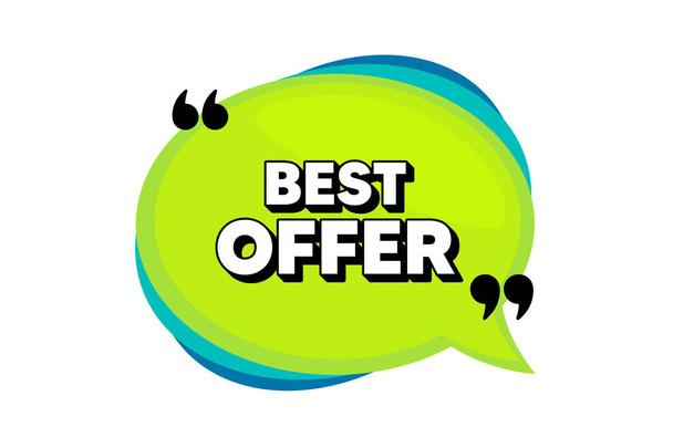 Best offer. Speech bubble banner with quotes. Special price Sale sign. Advertising Discounts symbol. Thought speech balloon shape. Best offer quotes speech bubble. Infographic thought message. Vector - Вектор, зображення