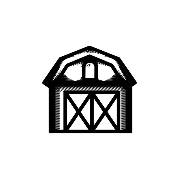 stodola, farma, ručně kreslená ikona vektorová ilustrace - Vektor, obrázek