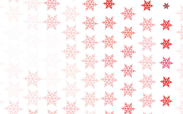 Rosa claro, plantilla de vector rojo con copos de nieve de hielo, estrellas. Ilustración colorida brillante con formas de nieve degradadas. Plantilla para fondo de Año Nuevo. - Vector, imagen