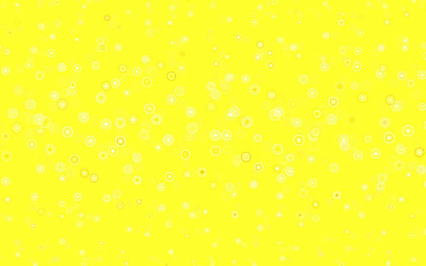 Textura vetorial amarelo claro com discos. Ilustração abstrata moderna com gotas de água coloridas. Padrão para anúncio futurista, livretos. - Vetor, Imagem