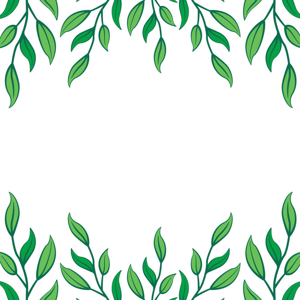 Vector background with green twigs; for greeting cards, invitations, posters, banners. - Vecteur, image