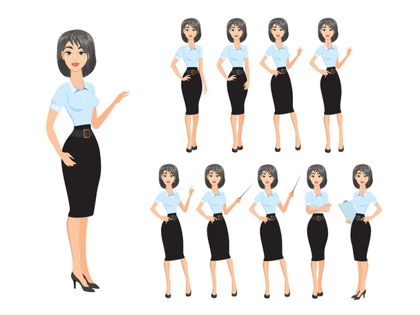 Girl in different poses - Vector, Image