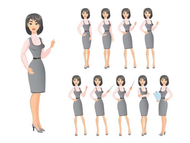 Girl in different poses - Vector, Image