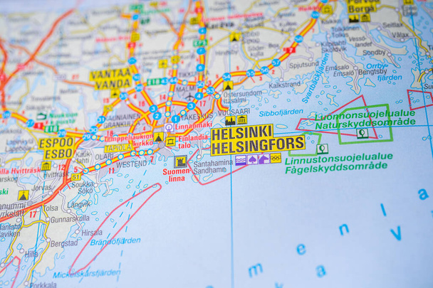 Helsinky na mapě Evropy - Fotografie, Obrázek