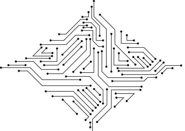Vector: Circuito electrónico sobre fondo blanco - Vector, imagen