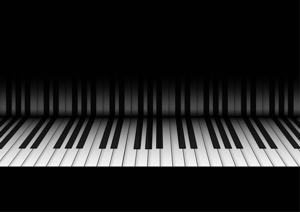 ベクトル:黒の背景にピアノキーボードと反射 - ベクター画像