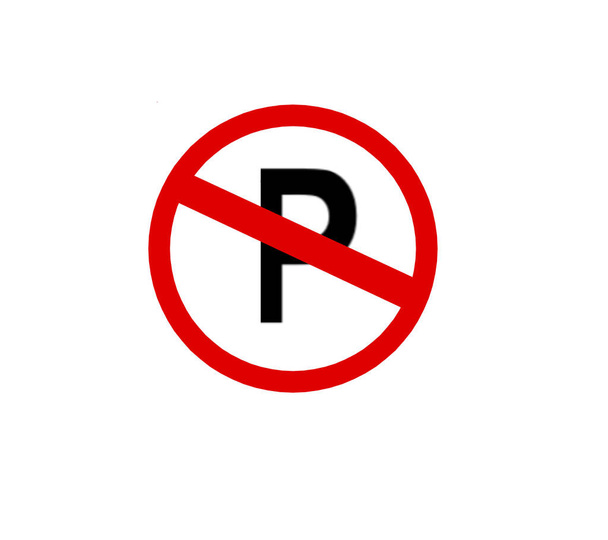 znak ruchu nie ma znaku parkingowego z białym tle. - Zdjęcie, obraz
