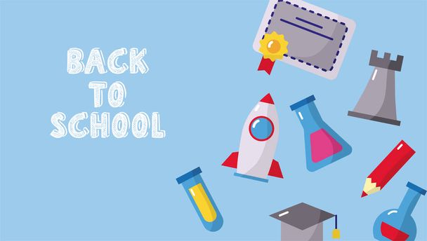 bundle of eight back to school set icons and lettering - Vector, Imagen