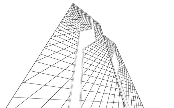 abstrata arquitetura 3d ilustração esboço - Foto, Imagem