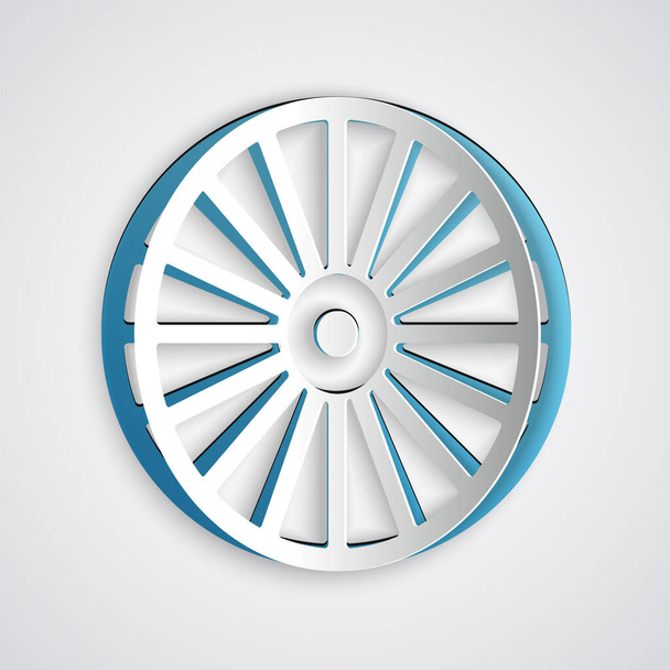 Paper cut Alloy wheel for a car icon isolated on grey background. Paper art style. Vector. - Vector, Image