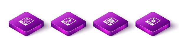 Set Isometric PSD file document, OGG, RAW and DLL icon. Vector. - Vector, Image