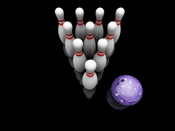 Bowling ball and skittles - Foto, afbeelding