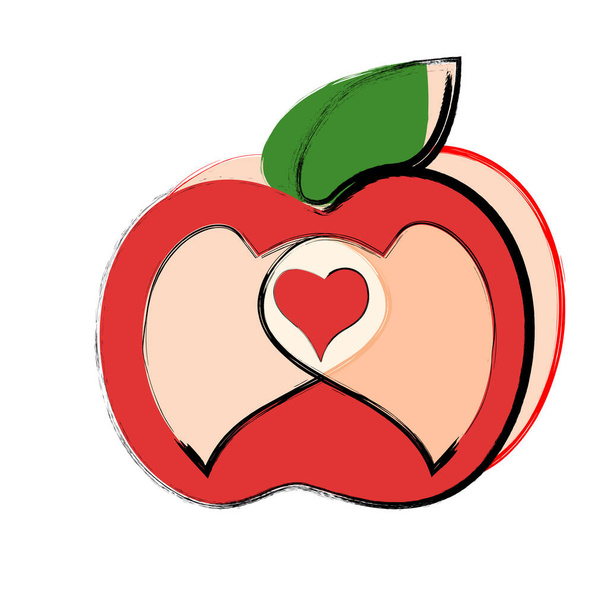 vörös alma szívvel, - Fotó, kép