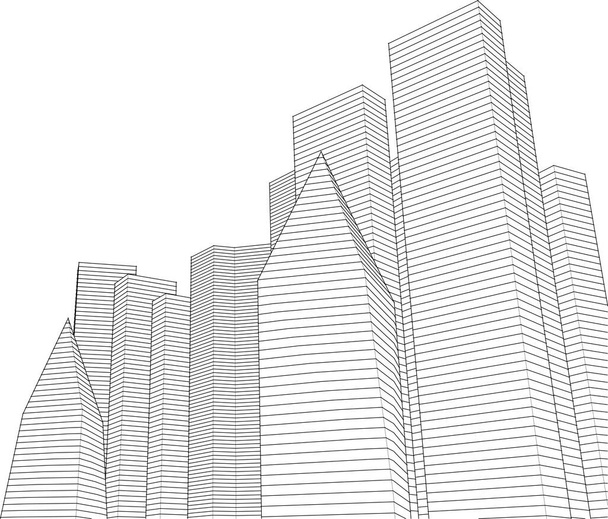 abstract architecture 3d illustration sketch - Vector, Image