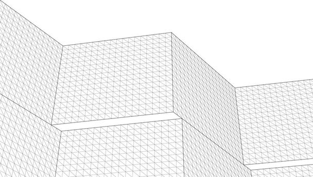 abstrakte Architektur 3D Illustration Skizze - Vektor, Bild