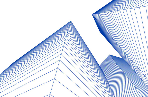 абстрактна архітектура 3d ілюстрація ескіз
 - Вектор, зображення