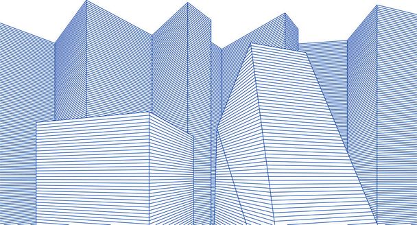 abstracta arquitectura 3d ilustración boceto - Vector, imagen