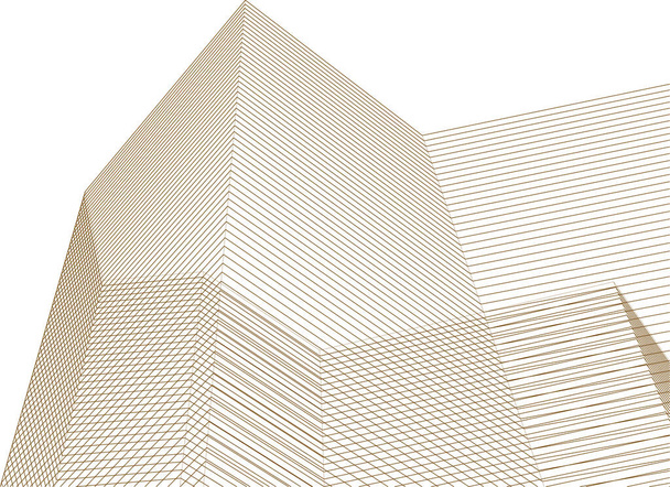 abstrakcyjny architektura 3d ilustracja szkic - Wektor, obraz
