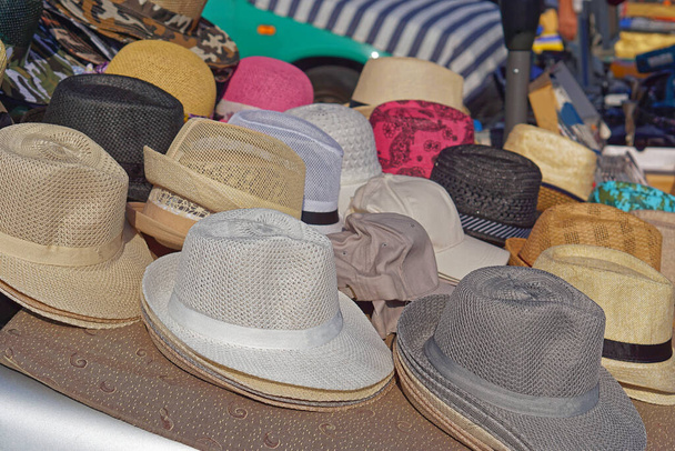 Reed and cotton material summer style hats for sale - Photo, Image