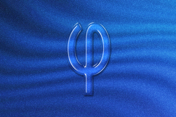 Phi sign. Phi letter, Greek alphabet Symbol, blue glitter background - Valokuva, kuva