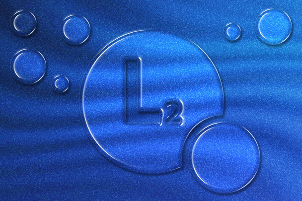 Vitamin L2 health Symbol, vitamin Concept, Adenylthiomethylpentose, blue glitter background - Foto, imagen