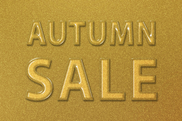 Autumn Sale banner, Autumn season sale, gold background - Photo, Image