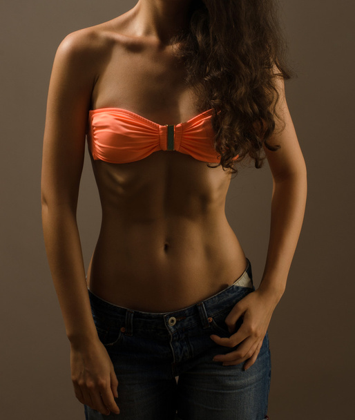 Woman with perfect abs, fit body - Φωτογραφία, εικόνα