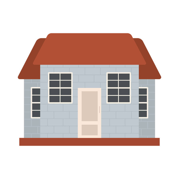 graues Haus mit rotem Dach, buntes Design - Vektor, Bild